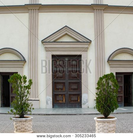 Crop View Of The Main Entrance Of St. Francis Church, Scutari, Albania