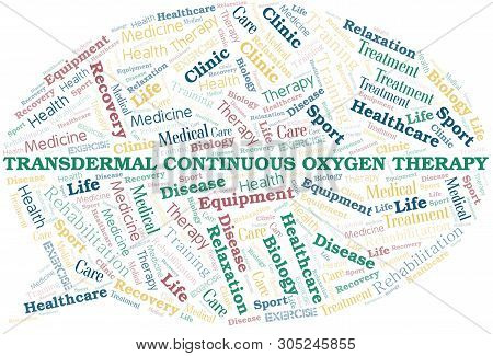 Transdermal Continuous Oxygen Therapy Word Cloud. Wordcloud Made With Text Only.
