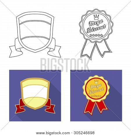 Vector Illustration Of Emblem And Badge Icon. Set Of Emblem And Sticker Vector Icon For Stock.