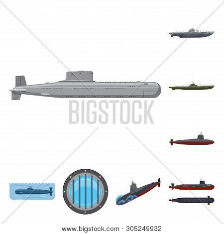 Vector Design Of Boat And Navy Icon. Set Of Boat And Deep   Vector Icon For Stock.