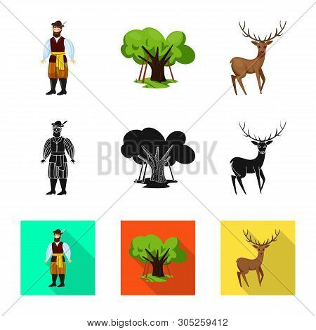 Vector Illustration Of Traditional And Tour Symbol. Set Of Traditional And Landmarks Stock Vector Il