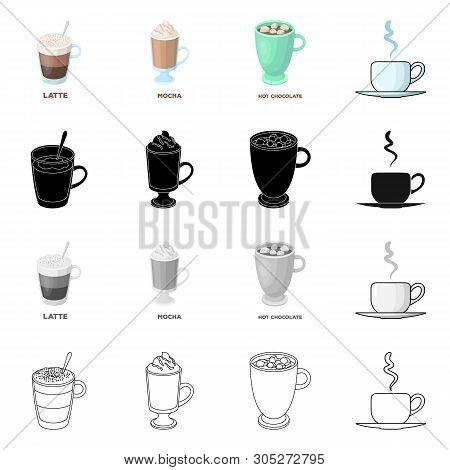 Vector Illustration Of Cup And Coffe Symbol. Set Of Cup And Top  Stock Vector Illustration.