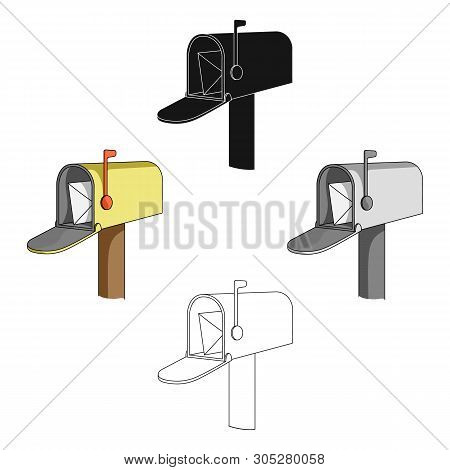 Correspondence Box.mail And Postman Single Icon In Cartoon, Black Style Vector Symbol Stock Illustra