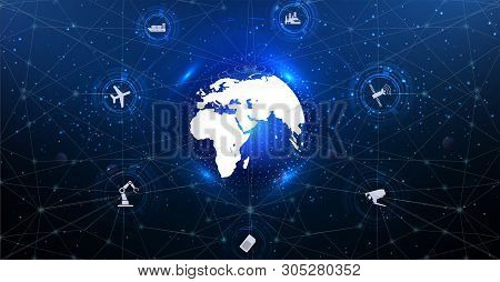 Internet Of Things (iot) And Networking Concept For Connected Devices. Spider Web Of Network Connect