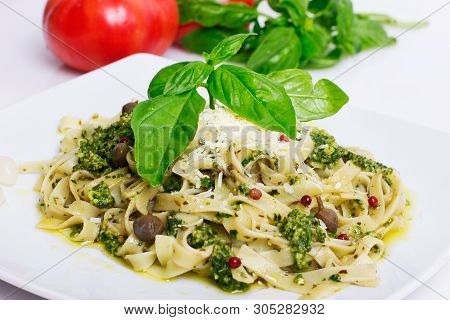 Italian Pasta Isolated On White Background, Closeup