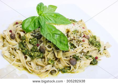 Italian Pasta Isolated On White Background, Closeup