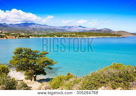 A View Of Voulisma Beach, Mirabello Bay, Crete