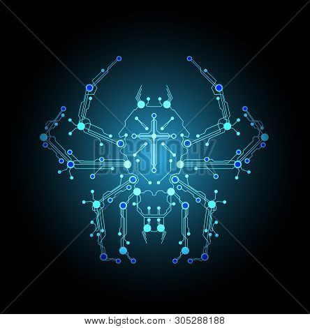 Circuit Board Spider Background. High Tech Concept.