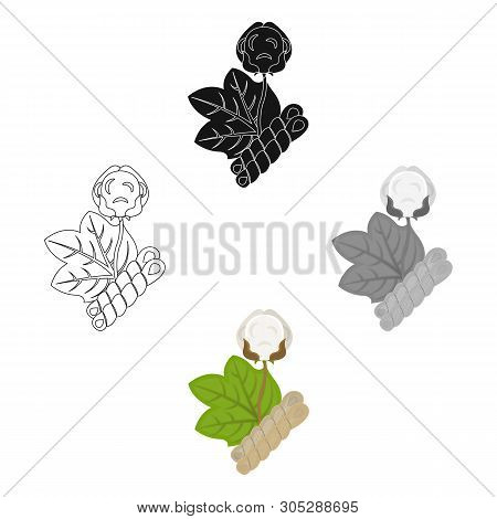 Cotton, Single Icon In Cartoon, Black Style.cotton Vector Symbol Stock Illustration Web.