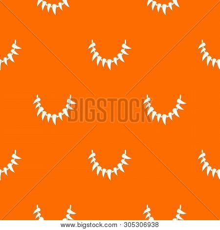 Tooth Necklace Pattern Vector Orange For Any Web Design Best