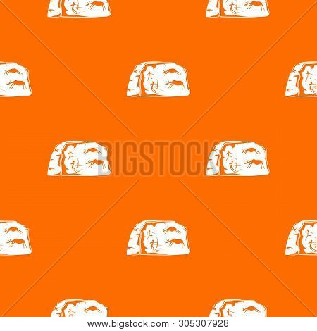 Cave Painting Pattern Vector Orange For Any Web Design Best