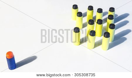 Foam Darts Group And Individual Display On Table