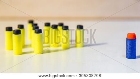 Foam Darts Group And Individual Display On Table