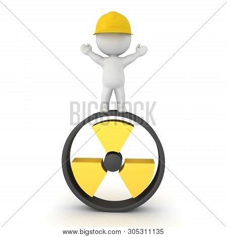 3D Character Standing Above Radioactive Symbol