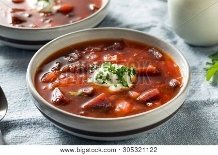 Homemade Russian Beet Borscht Soup