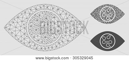 Mesh Digital Eye Lens Model With Triangle Mosaic Icon. Wire Frame Polygonal Mesh Of Digital Eye Lens