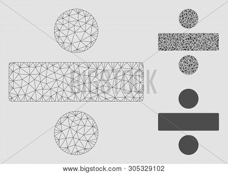 Mesh Divide Math Operation Model With Triangle Mosaic Icon. Wire Carcass Polygonal Mesh Of Divide Ma