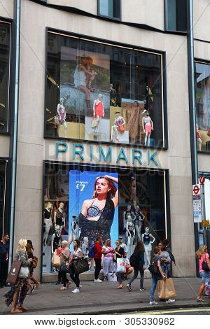 London, Uk - July 9, 2016: People Shop At Primark, Oxford Street In London. Oxford Street Has Approx