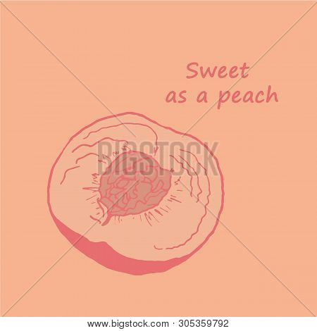 Peach Logo With Quote Sweet As A Peach Vector Illustration