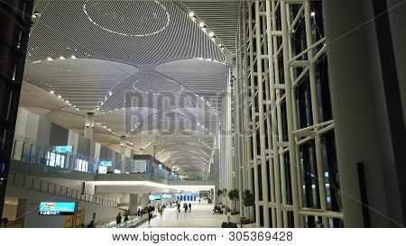 Istanbul, Turkey - May 7, 2019: Transfer Hall Of New Istanbul International Airport, Istanbul Yeni H