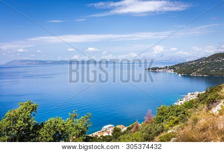 Aerial View Of Drasnice Village, Beautiful Croatian Coast Seascape