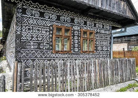 Painted Folk House, Cicmany Village, Slovak Republic. Architectural Theme. Travel Destination.