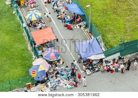 Singapore-jun 24 2017:culture Street Market Sungei Road Thieves Market