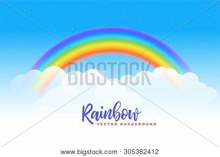 Rainbow And Clouds Background Design Vector Illustration