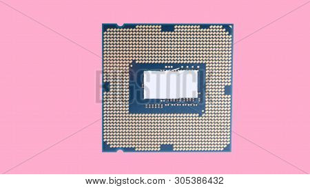 Central Processor Unit Isolated On Pink Background At Dry Sunny Day