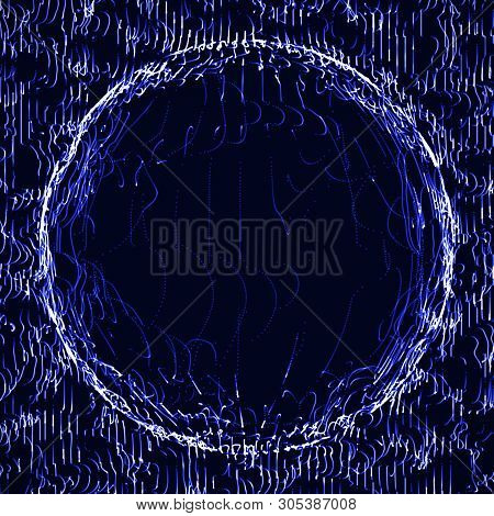 Futuristic Sphere Of Multiple Points. Abstract Wormhole. Illustration In Space Style. 3D Rendering.