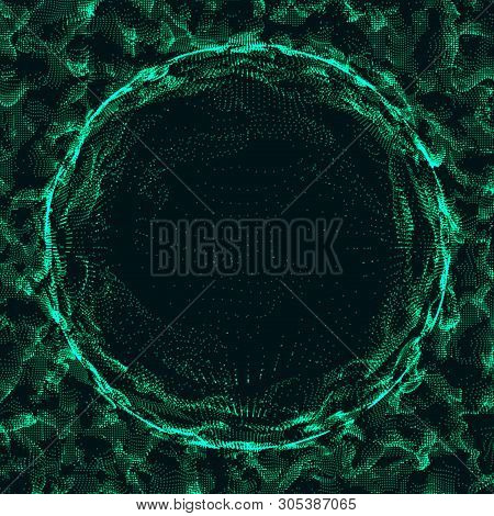 Futuristic Sphere Of Multiple Points. Abstract Wormhole. Illustration In Space Style. 3D Rendering.