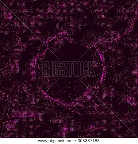 Futuristic Sphere Of Multiple Points. Abstract Wormhole. Illustration In Space Style. 3D Rendering.