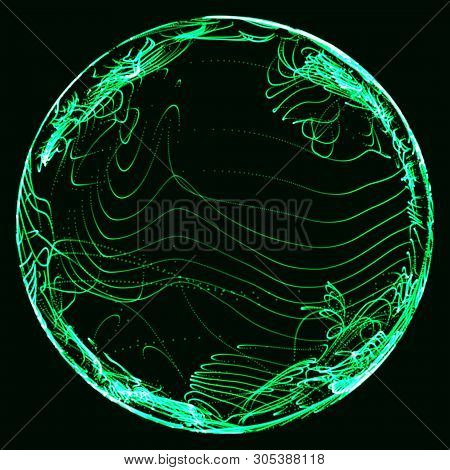 Futuristic Sphere Of Multiple Points. Abstract Wormhole. Illustration In Space Style. 3D Rendering.