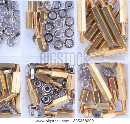 Brass Standoff Spacer Male And Female Set In Plastic Container