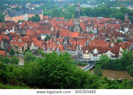 Hann. Munden, Lower Saxony, Germany - May 27, 2013: The View Of The Historical Center Of Hann. Munde