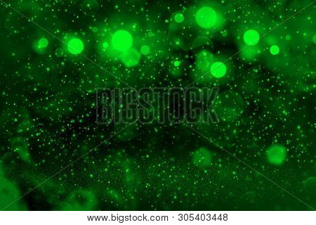 Green Pretty Bright Abstract Background Glitter Lights With Sparks Fly Defocused Bokeh - Holiday Moc