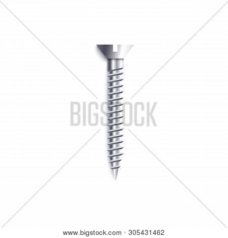 Sharp Silver Metal Screw With Flat Slotted Drive