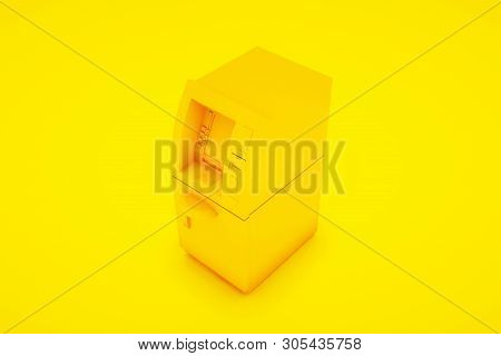 Atm Bank Cash Machine Isolated On Yellow Background - 3d Illustration.