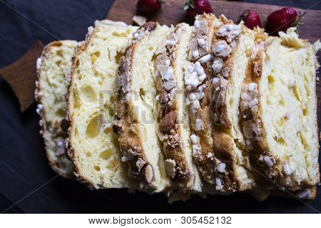 A Slice Of Bread. White Bread. Bread Wood. Bread On The Table. Bread For The Background. Bread For B