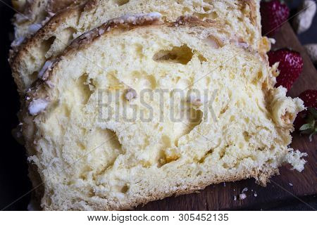A Slice Of Bread. White Bread. Bread Wood. Bread On The Table. Bread For The Background. Bread For B