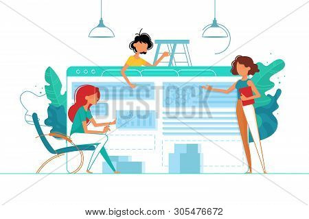 Uix Engineering Of Site Design Structure. Web Designer Woman. Illustration