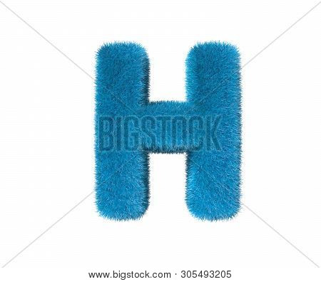 Laughable Blue Pilose Font Isolated On White - Letter H, Childhood Concept 3d Illustration Of Symbol