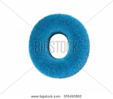 Cute Blue Wool Font Isolated On White - Letter O, Childhood Concept 3d Illustration Of Symbols