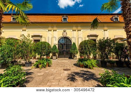 Buchlovice Castle, Czech Republic. Ancient Heritage Exterior Built In Baroque Style. Famous Tourist