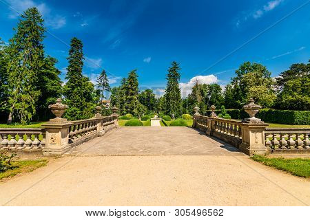 Buchlovice Castle, Czech Republic. Ancient Heritage Exterior Built In Baroque Style. Famous Tourist