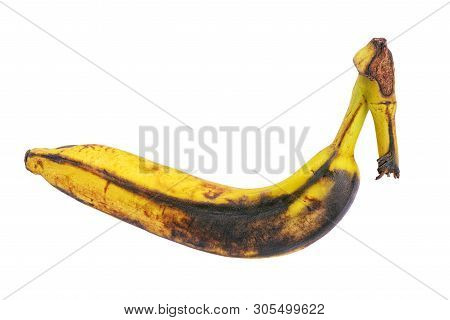 Rotten Brown Overripe Banana Isolated On White Background