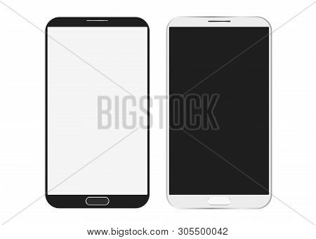 Mobile Phone White Mockup .  Cell Phone Blank Template.