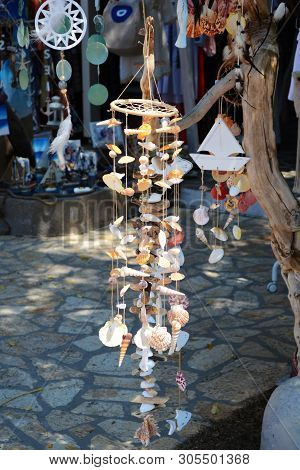 Sivota, Greece - August 12, 2018: Shop With Dream Catchers And A Lot Of Stuffs In Greek Town Sivota.