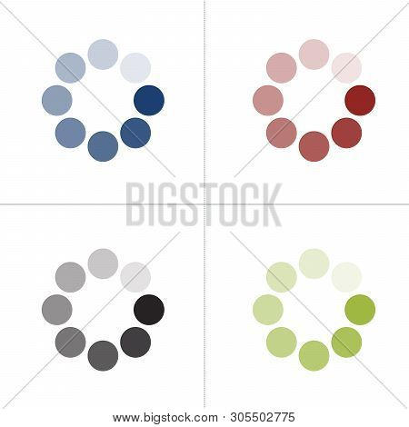 Loading Icon Set In Different Colors. Buffer Loader Or Preloader. Donload Or Upload. Collection Of S