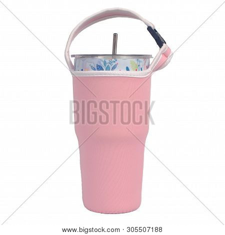 Cold Water Bottle With Pink Carrying Bag.